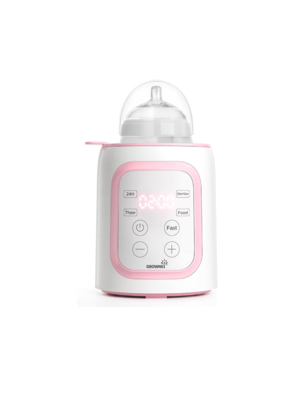 Grownsy 8-in-1 OG Fast Bottle Warmer with Timer, Pink
Fast & Even Heating